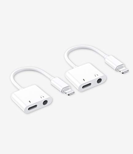 Apple MFi Certified]Headphones Adapter Charger Aux Dual Splitter for iPhone 7/8Plus/X/Xr/Xs/SE/11/12/Pro/Max/ipad Earphone Audio Jack Lightning to 3.5mm Dongle Charging Converter Accessories Connector