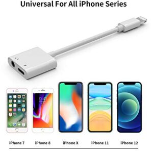 Apple MFi Certified]Headphones Adapter Charger Aux Dual Splitter for iPhone 7/8Plus/X/Xr/Xs/SE/11/12/Pro/Max/ipad Earphone Audio Jack Lightning to 3.5mm Dongle Charging Converter Accessories Connector