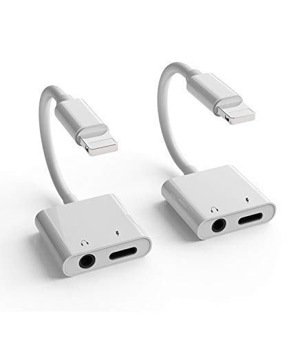 Apple MFi Certified]Headphones Adapter Charger Aux Dual Splitter for iPhone 7/8Plus/X/Xr/Xs/SE/11/12/Pro/Max/ipad Earphone Audio Jack Lightning to 3.5mm Dongle Charging Converter Accessories Connector