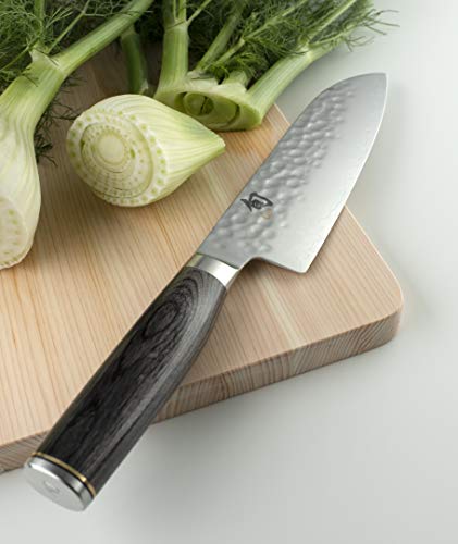 Shun Cutlery Premier Grey Santoku Knife 7", Asian-Inspired Knife for All-Purpose Food Prep, Chef Knife Alternative, Handcrafted Japanese Knife