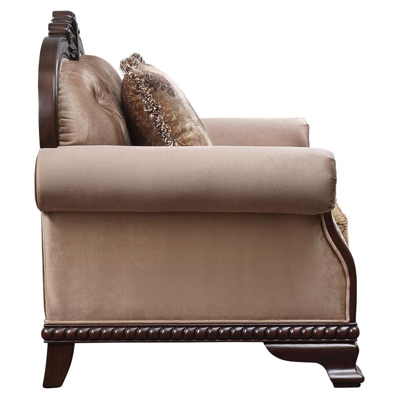 Acme Furniture Chateau De Ville Love Seats, Fabric & Espresso Finish