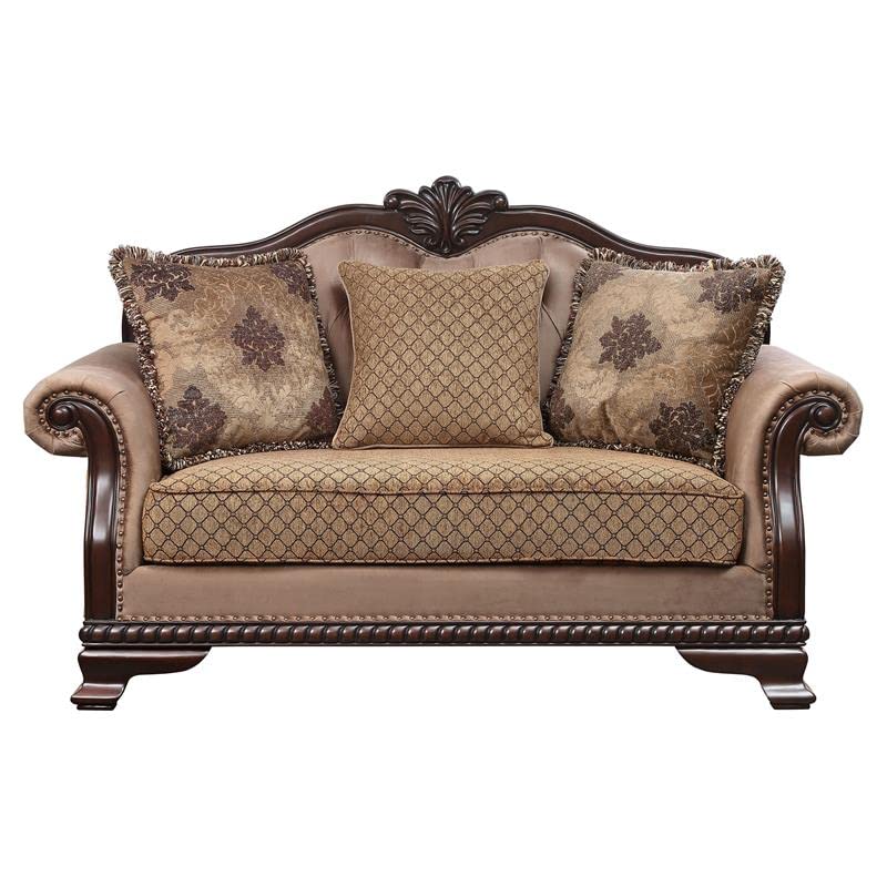 Acme Furniture Chateau De Ville Love Seats, Fabric & Espresso Finish