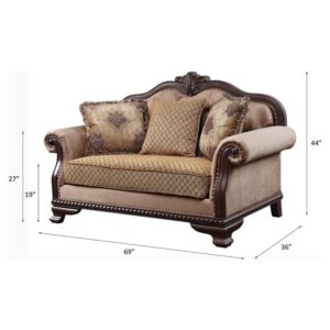 Acme Furniture Chateau De Ville Love Seats, Fabric & Espresso Finish