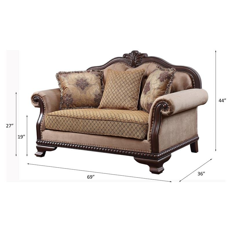 Acme Furniture Chateau De Ville Love Seats, Fabric & Espresso Finish