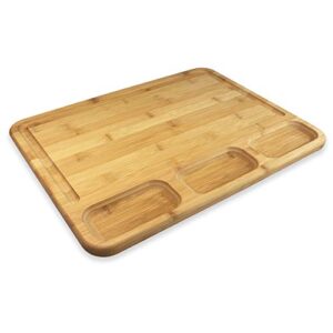 totally bamboo 3 well kitchen prep cutting board with juice groove, 17-1/2" x 13-1/2"