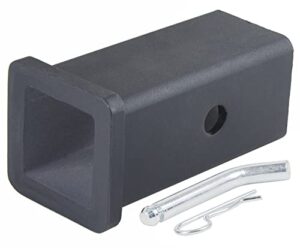 toptow 64028hp trailer hitch adapter 2-1/2" to 2" hitch reducer sleeve carbon steel, 5/8 inch pin & clip included