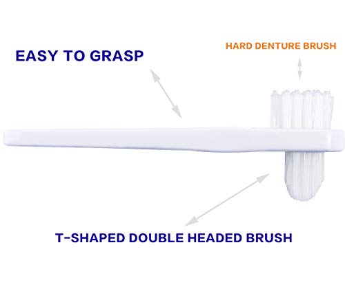 Ocircle Denture Cleaning Brush hygienic Denture Cleaner Set, T-Shaped Denture Special Toothbrush Tool, Small Hard Toothbrush, for Denture Care(Pack of 3)