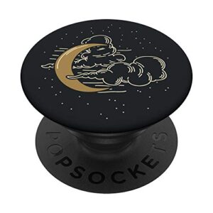 crescent moon clouds starry sky black popsockets swappable popgrip