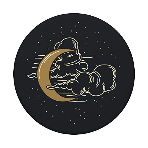 Crescent Moon Clouds Starry Sky Black PopSockets Swappable PopGrip