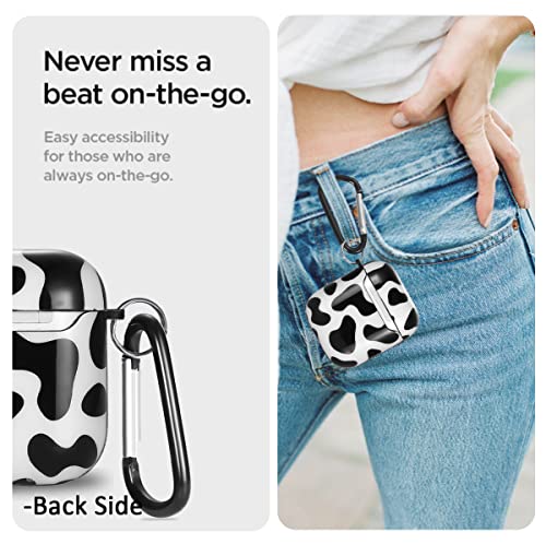 Airpods Case Cover Cow, Olytop Cute Airpods Protective Case Cover Printed Hard Skin Women Girl for Apple Airpods Charging Case with Keychain AirPods 2nd 1st Gen (Black Cow)