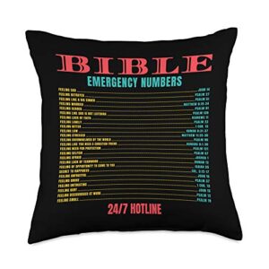 pnmerch faith bible emergency christian gift hotline numbers throw pillow, 18x18, multicolor