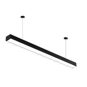 baycheer modern 35.43inches linkable led office lighting fixture long strip lamp adjustable hanging lamp for office commercial area barn kitchen garage basement black