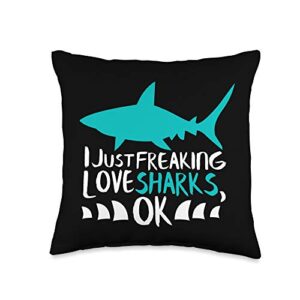 pnmerch shark lovers designs just freaking love gift shark lover throw pillow, 16x16, multicolor