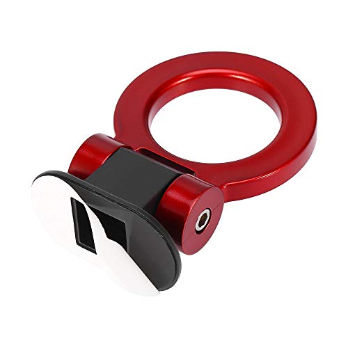 X AUTOHAUX 2 Set Universal Red Ring Shaped Car Tow Hook Decor Bumper Trailer Sticker Adorn