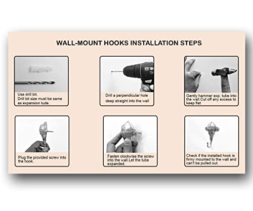Indian Shelf Wall Mount Hooks - Double Wall Hooks - Coat Hooks - Hooks for Hanging Coats - Heavy Duty Hooks for Hanging - Hooks for Hanging Towel - Wall Coat Hooks - 3 Piece Double Hook