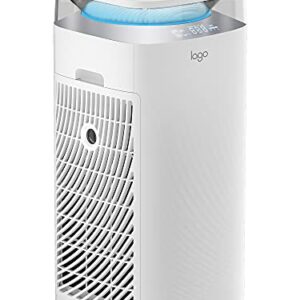 Lago Air Purifier for Home with True HEPA Odor-Reducing Carbon Filter, 3-in-1 Dual Filter Suction, Up to 645 sq ft - Silent, Multiple Purification Speeds - Reduces Pet Dander, Pollen, Smoke, Dust