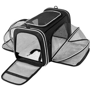 maskeyon tsa airline approved large pet travel carrier,4 sides expandable with 2 mesh pockets,3 entry,washable pads,shoulder strap,soft sided collapsible dog carrier for 2 cats,kittens,puppies,dog