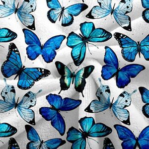 Butterfly Blanket Blue Butterfly Throw Blanket Flannel Fleece Blanket Chic Blue Super Soft Warm Plush Blanket for Bedroom Couch Sofa (Throw(50"x60"), Blue Butterfly)