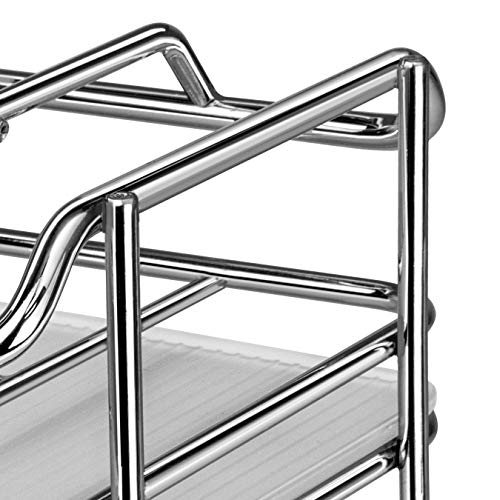 LYNK PROFESSIONAL® Slide Out Tea Bag Holder Organizer - Double Upper Kitchen Cabinet Pull Out Rack, Organize Up To 140 Tea Bags - Lifetime Limited Warranty - Chrome