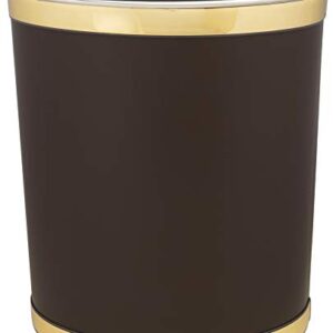 Made in USA 5-Gallon Sleek and Stylish Vinyl Mylar Waste Basket (13" X 11") (Faux Brown Leather)