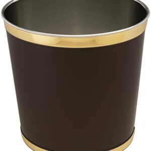 Made in USA 5-Gallon Sleek and Stylish Vinyl Mylar Waste Basket (13" X 11") (Faux Brown Leather)