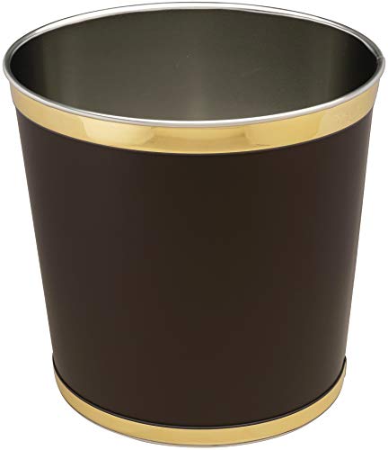 Made in USA 5-Gallon Sleek and Stylish Vinyl Mylar Waste Basket (13" X 11") (Faux Brown Leather)
