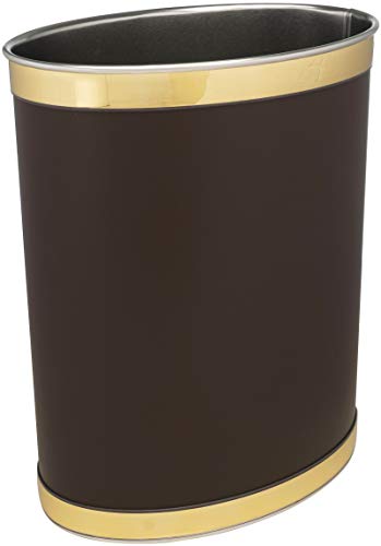 Made in USA 5-Gallon Sleek and Stylish Vinyl Mylar Waste Basket (13" X 11") (Faux Brown Leather)