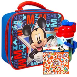 Disney Mickey Mouse Water Bottle Lunch Box Bundle ~ Mickey Mouse School Supplies With Stickers (Mickey Mouse Lunch Bag Set)