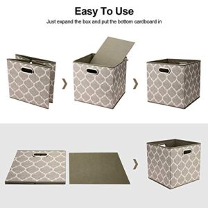 13x13x13 In Fabric Storage Cube Bins with Print Grid Pattern Foldable Clothes Storage Cubes Baskets Drawers Organizer Cubicle Storage Boxes for Organizing Closet Shelves,QY-SC01-3