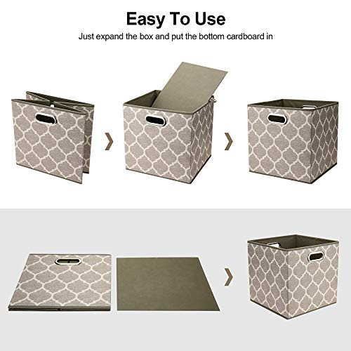 13x13x13 In Fabric Storage Cube Bins with Print Grid Pattern Foldable Clothes Storage Cubes Baskets Drawers Organizer Cubicle Storage Boxes for Organizing Closet Shelves,QY-SC01-3