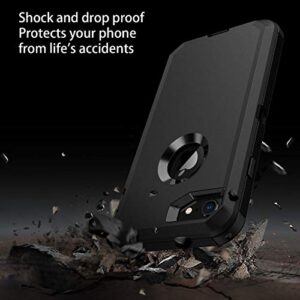 RegSun for iPhone 8 Case,iPhone 7 Case,Built-in Screen Protector, Shockproof 3-Layer Full Body Protection Rugged Heavy Duty High Impact Hard Cover Case for iPhone 8/7 4.7 inch,Black