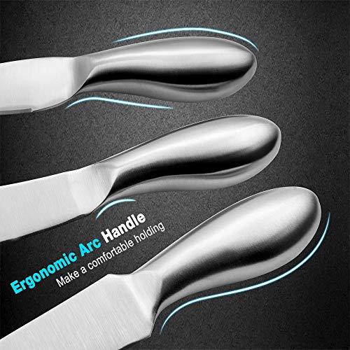 Cheese Knife Set, Cream Parmesan Cheese Knives Spreader Fork, Charcuterie Board Accessories, Complete Stainless Steel, 6-pack