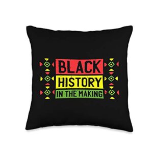 vepadesigns proud history black lives matter pride black history month in the making african american gifts throw pillow, 16x16, multicolor