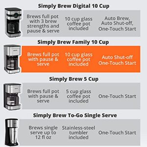 Krups Simply Brew Stainless Steel Drip Coffee Maker 10 Cup 900 Watts Coffee Filter, Drip Free, Dishwasher Safe Pot Silver and Black