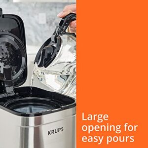 Krups Simply Brew Stainless Steel Drip Coffee Maker 10 Cup 900 Watts Coffee Filter, Drip Free, Dishwasher Safe Pot Silver and Black