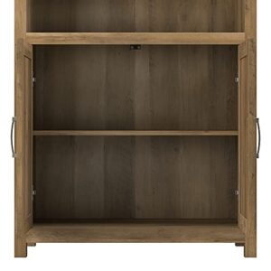 Bush Furniture Kathy Ireland Home Cottage Grove Tall 5 Shelf Bookcase with Doors in Reclaimed Pine