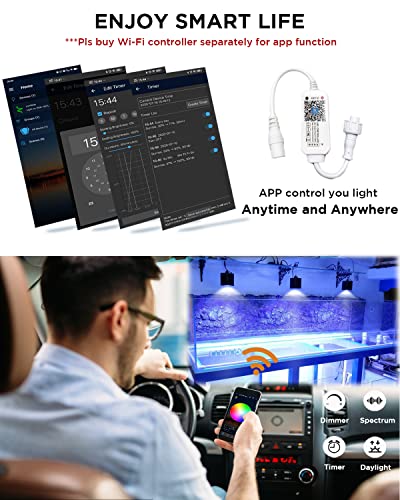 Lominie WiFi Controller Aquarium Light with 5-pin Connector Timer for Upgraded Asta 20 Pixie 30 Asta 120 Pixie 80 Saltwater Aquarium Light (4 Channels)