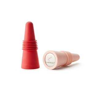 rabbit wine and beverage bottle stoppers with grip top (pink, set of 2)