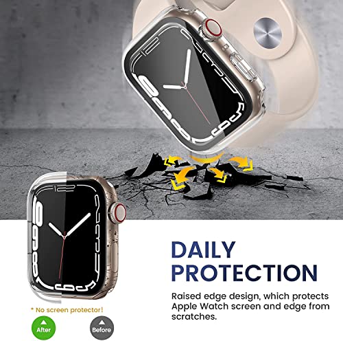 HANKN 2 Pack Clear 40mm Case Compatible with Apple Watch Series 6 5 4 SE 40mm Tempered Glass Screen Protector Case, Full Coverage Hard Pc Shockproof Iwatch Cover Bumper (Clear+Clear, 40mm)