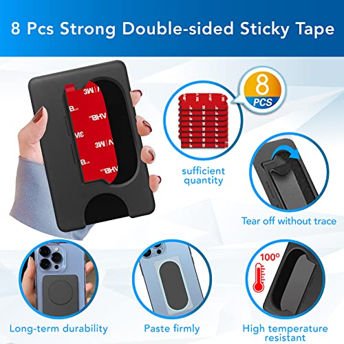 8Pcs Sticky Adhesive Replacement for Socket Wallet+ Back, 3M VHB Strong Sticker Pad for Pops Wallet Card Holder Base, Phone Wallet Plus Removable Double Sided Strip Tape for iPhone 14 Pro Max & Case