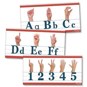 american sign language abc and counting to 10 alphabet strip line matte (9"x150") young n refined