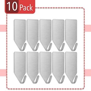 UNCO- Metal Small Adhesive Hooks, 10 Pack, Stainless Steel, Hooks for Hanging Towels, Adhesive Wall Hooks, Stick on Hooks, Self Adhesive Hooks, Hanging Hook, Kitchen Hooks, Adhesive Hook, Sticky Hook