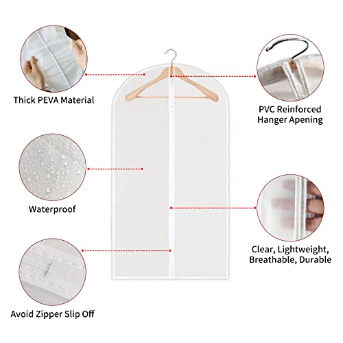 OUPAI Garment Bag for Hanging clothes, 40 inch Clear Full Zipper Suit Bags Breathable Dust Garment Cover for Closet and Cloth Storage Dustproof Closet Storage and Travel- 24'' x 40'' /10 Pack