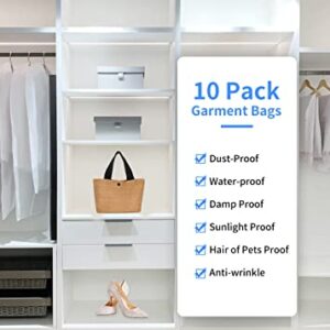 OUPAI Garment Bag for Hanging clothes, 40 inch Clear Full Zipper Suit Bags Breathable Dust Garment Cover for Closet and Cloth Storage Dustproof Closet Storage and Travel- 24'' x 40'' /10 Pack