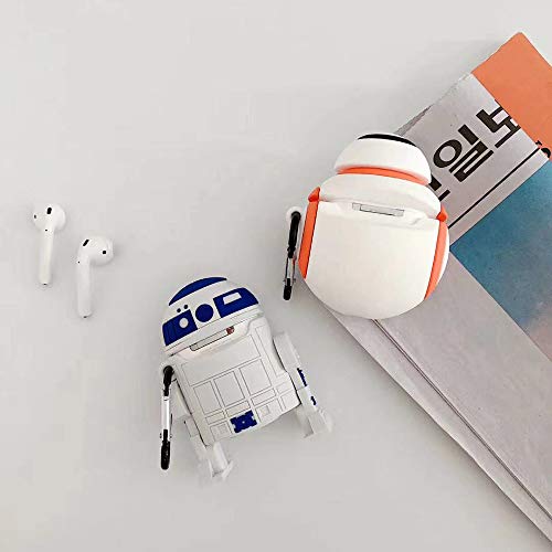 New 3D Cute Cartoon Airpods case,Compatible for Airpod 1 & 2, Stylish Designer Skin, Very Suitable Teenagers, Children, Boys Girls (R2-D2)