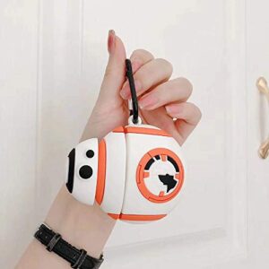 New 3D Cute Cartoon Airpods case,Compatible for Airpod 1 & 2, Stylish Designer Skin, Very Suitable Teenagers, Children, Boys Girls (R2-D2)