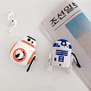 New 3D Cute Cartoon Airpods case,Compatible for Airpod 1 & 2, Stylish Designer Skin, Very Suitable Teenagers, Children, Boys Girls (R2-D2)
