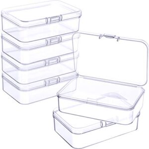 6 pieces mini plastic clear beads storage containers box for collecting small items, beads, jewelry, business cards, game pieces, crafts (3.27 x 2.13 x 1.02 inch)