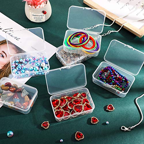 6 Pieces Mini Plastic Clear Beads Storage Containers Box for Collecting Small Items, Beads, Jewelry, Business Cards, Game Pieces, Crafts (3.27 x 2.13 x 1.02 Inch)