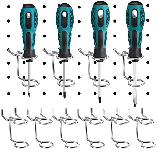 12 Pieces Screwdriver Organizer Tool Holders Multi-Tool Holder Double-Ring Tool Holders Pegboard Accessories Household Tools Organizer Racks Storage System Hand Tools for Kitchen, Garage, Workbench